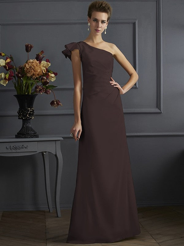 Classy Sleeveless One Shoulders Pleats Long Bridesmaid Dresses