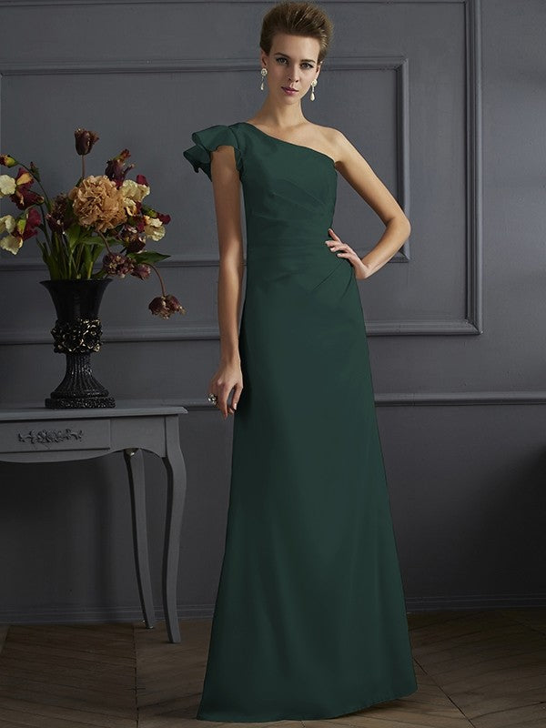 Classy Sleeveless One Shoulders Pleats Long Bridesmaid Dresses