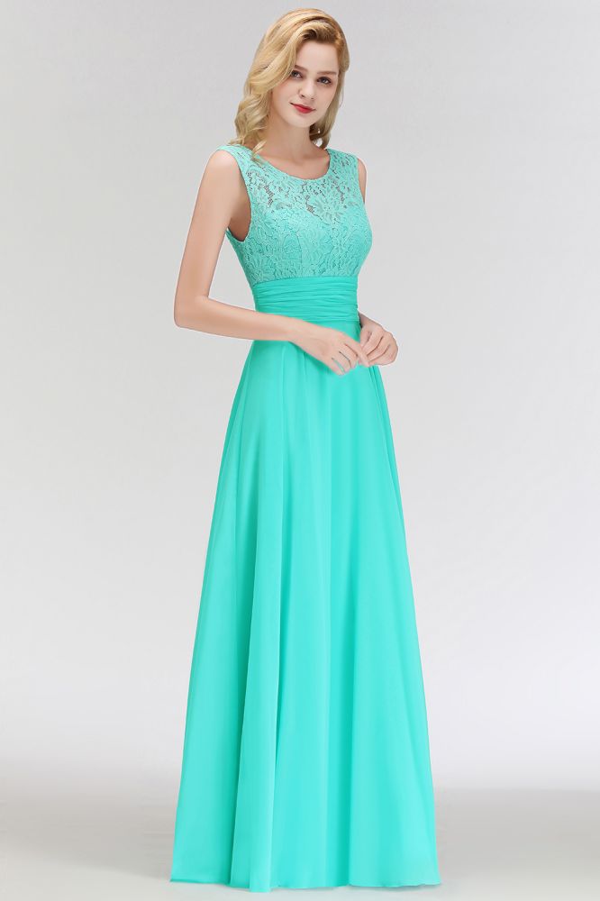 Charming Neck Lace Sleeveless Top Chiffon Bridesmaid Aline Formal Dress