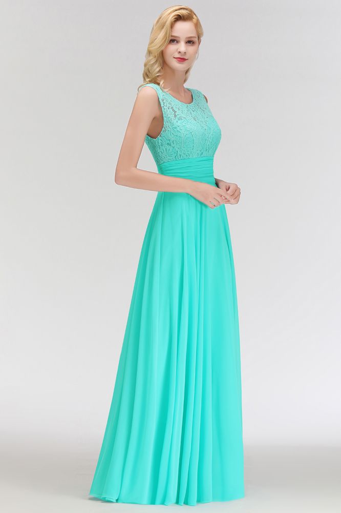 Charming Neck Lace Sleeveless Top Chiffon Bridesmaid Aline Formal Dress