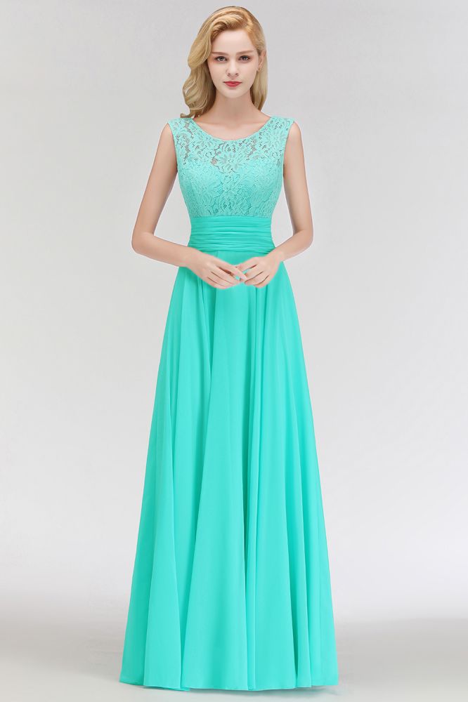 Charming Neck Lace Sleeveless Top Chiffon Bridesmaid Aline Formal Dress