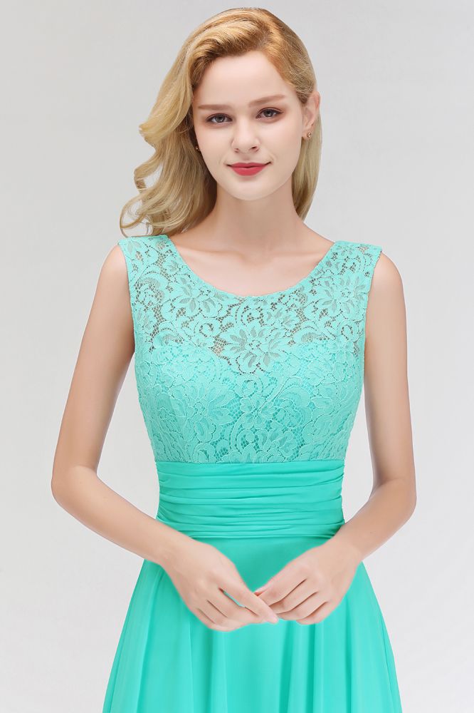 Charming Neck Lace Sleeveless Top Chiffon Bridesmaid Aline Formal Dress