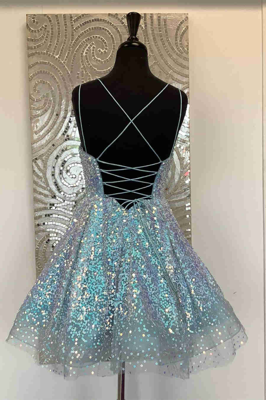 Hot Pink Sequined A-Line Homecoming Dress