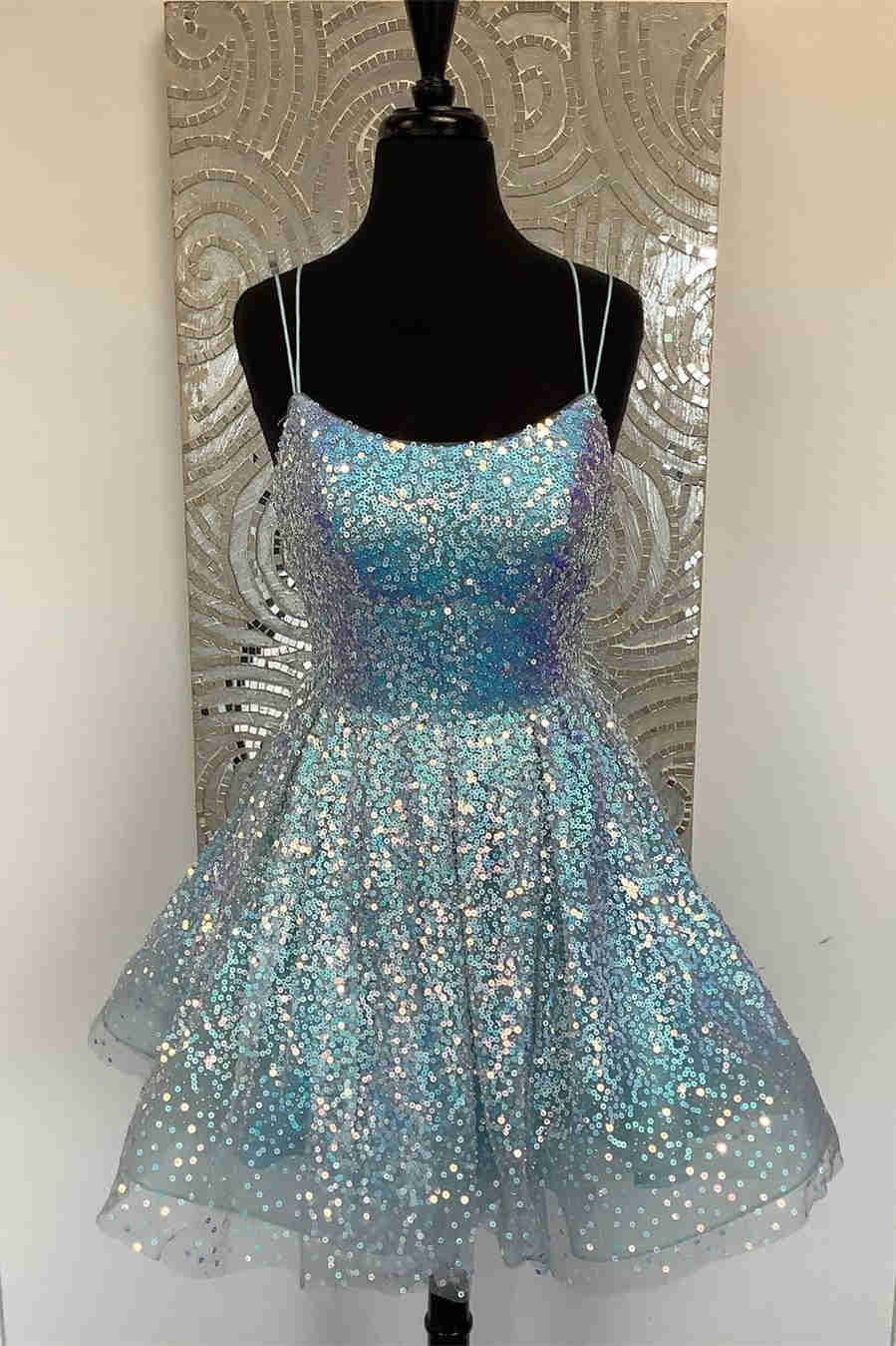 Hot Pink Sequined A-Line Homecoming Dress