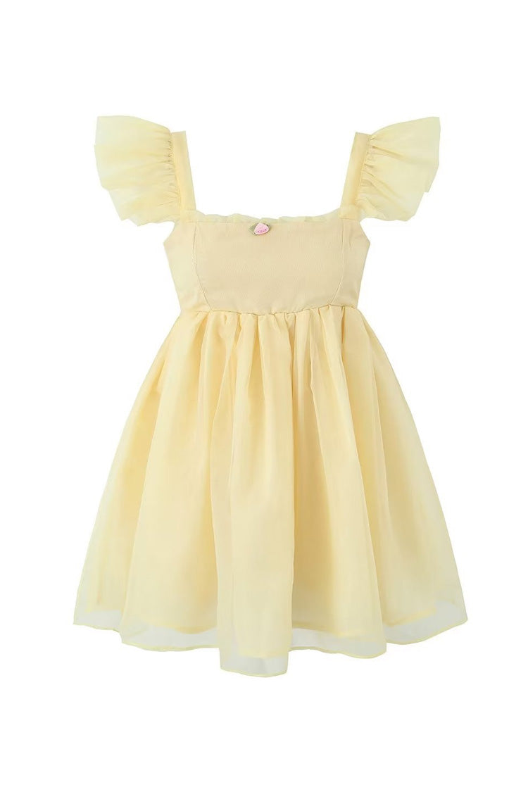 Cute Rosette Butterfly Sleeve Empire Waist Micro Mini Babydoll Sundress