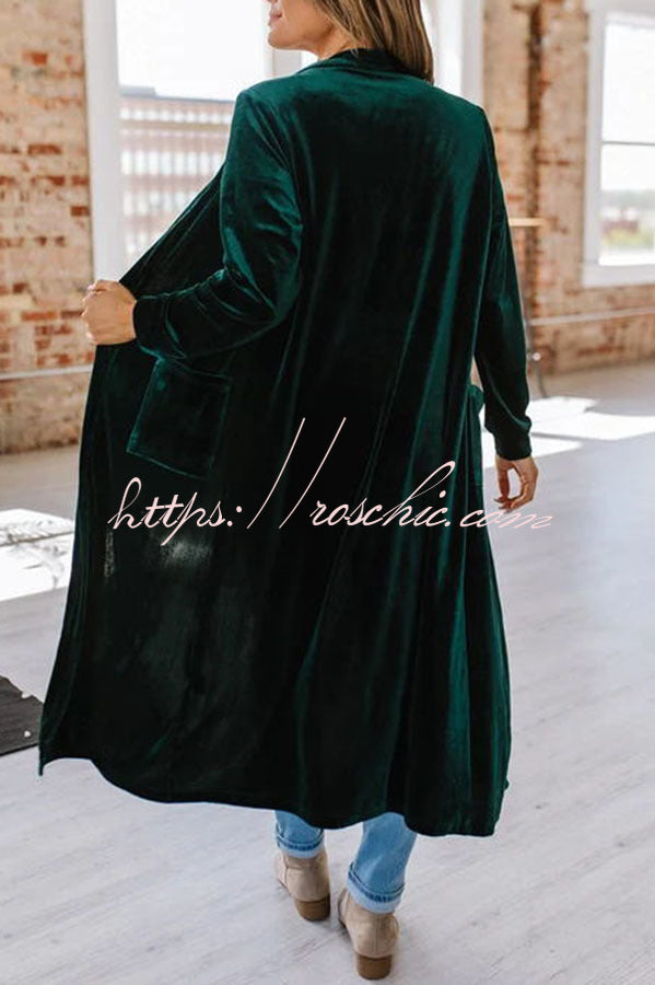 Like Royal Velvet Long Sleeve Pocket Drape Jacket