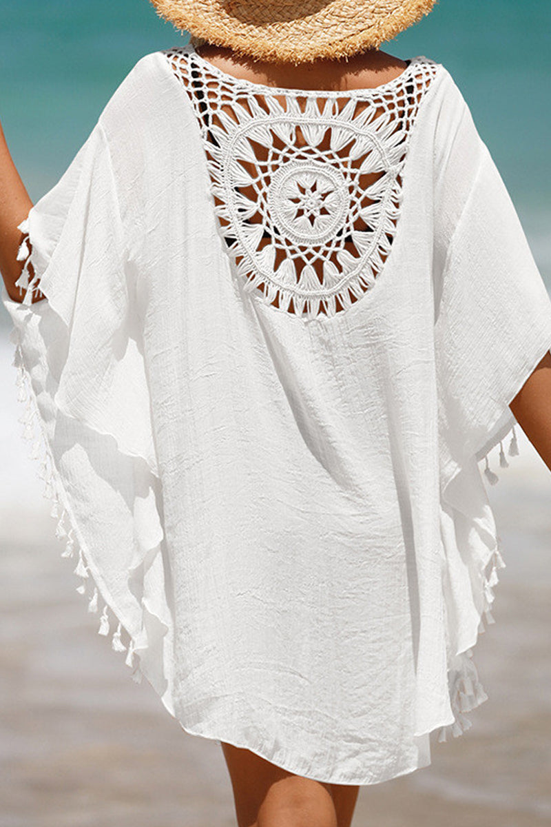 Tassel Hollow out Patchwork Cover-up