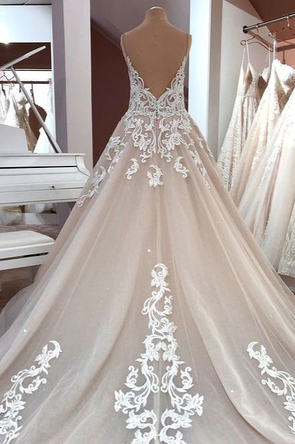 A-Line Sweetheart Princess Bridal Gown With Tulle and Lace