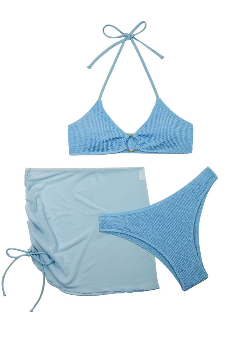 3Pcs Solid Halter Swimsuit