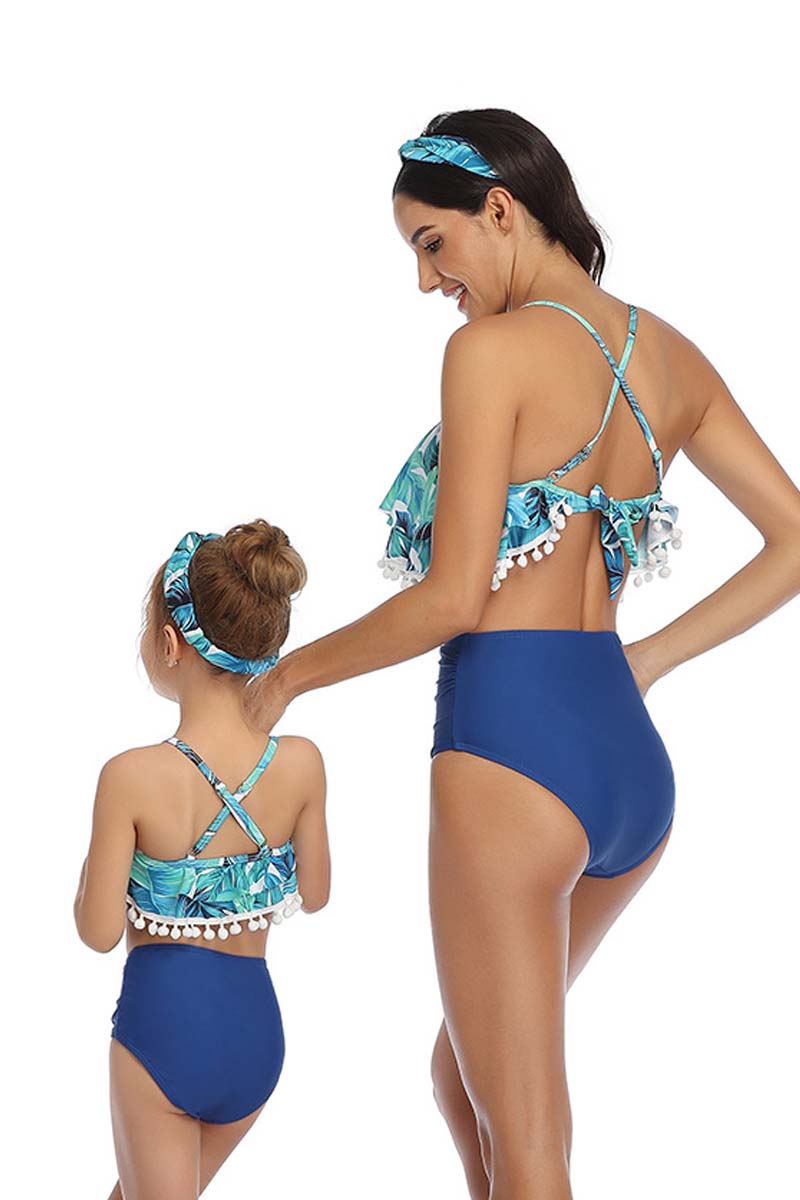 Hollow Floral Print Parent-child Two Pieces Swimsuit