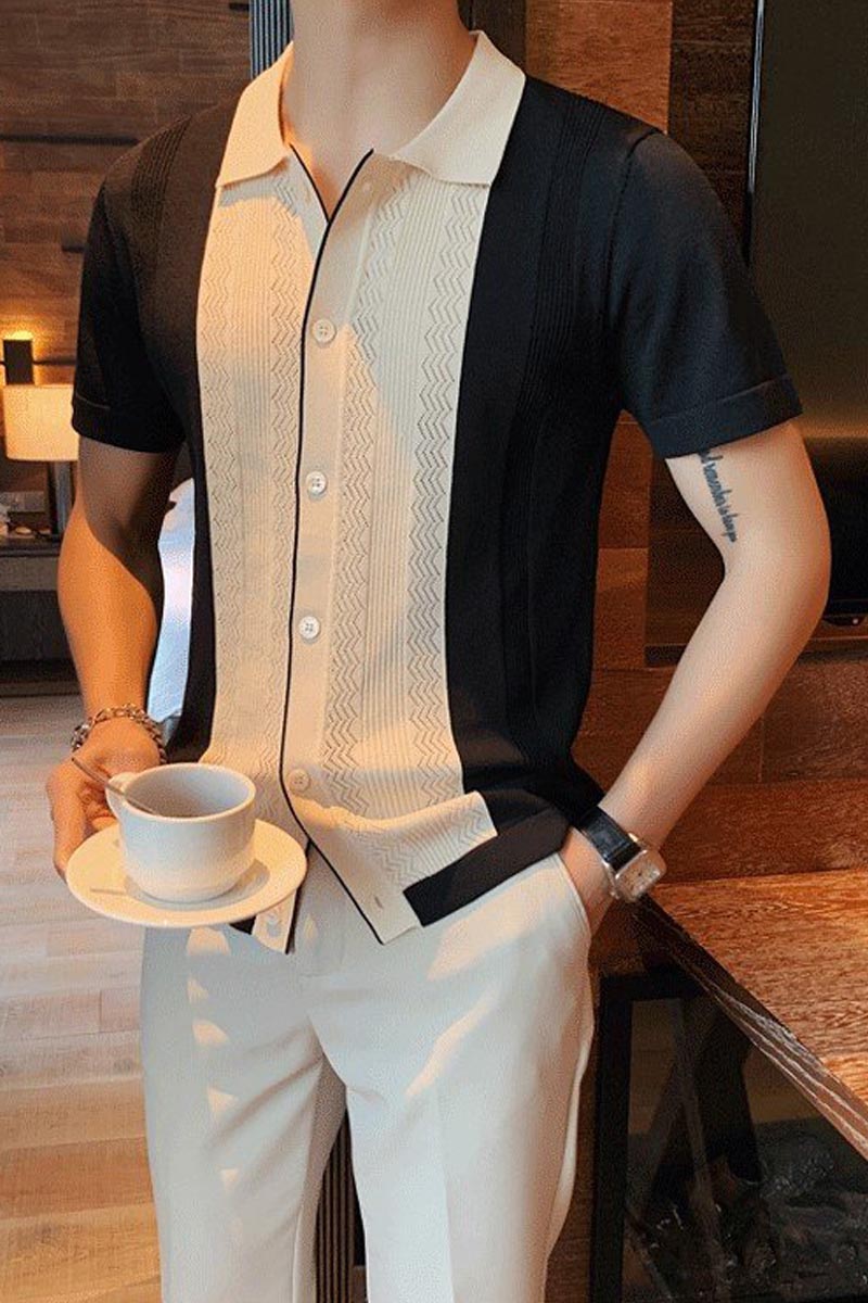 Vintage Casual Mens Short-Sleeved Polo Shirt