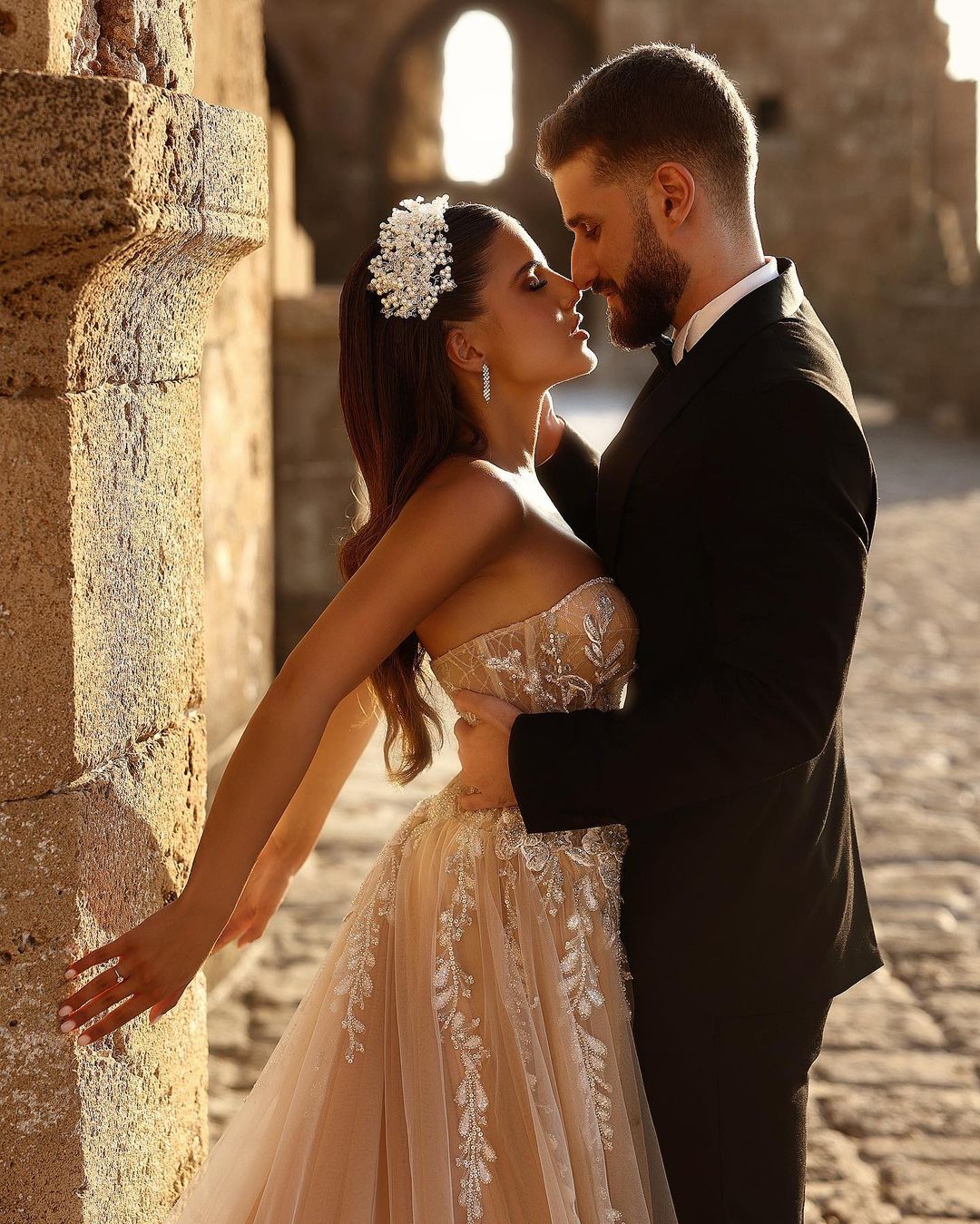 Designer Sweetheart Long A-line Glittering Lace Wedding Dress with High Slit