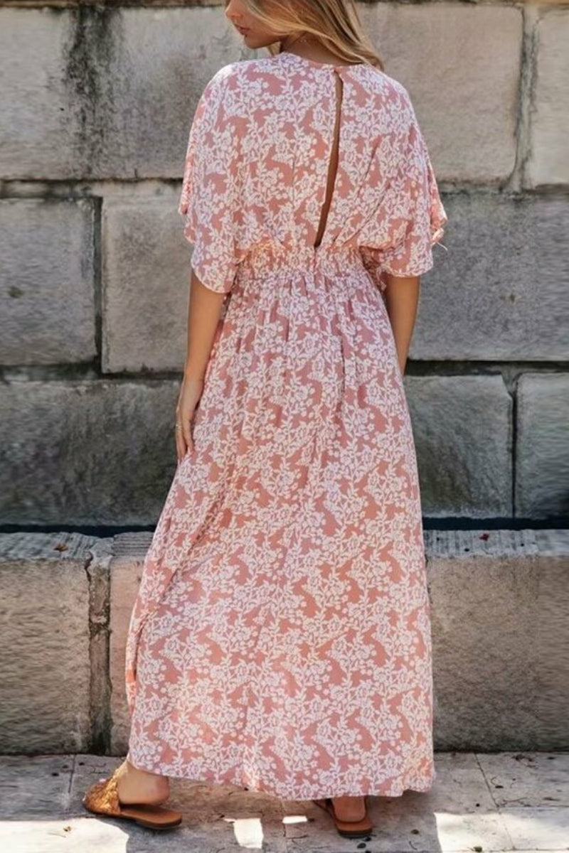 Bohemian Print Split High Waist Maxi Dress