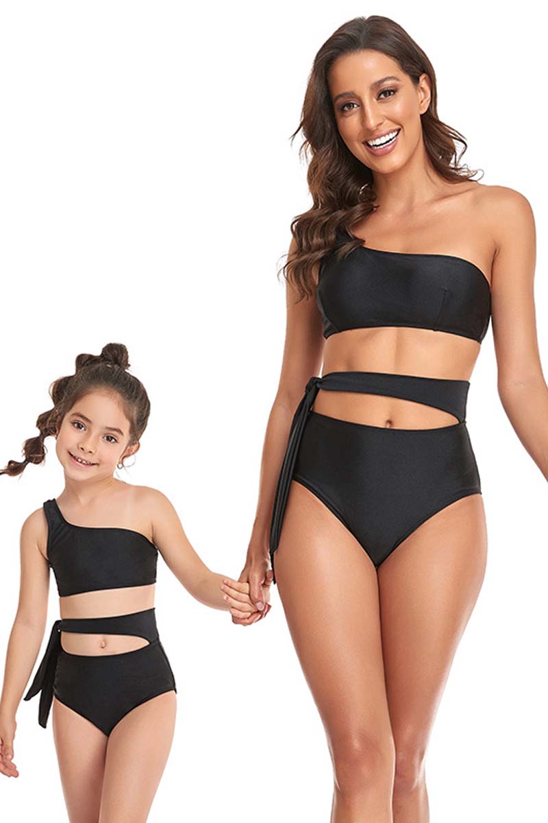 One Shoulder Zebra Print Parent-child Two Pieces Swimsuit