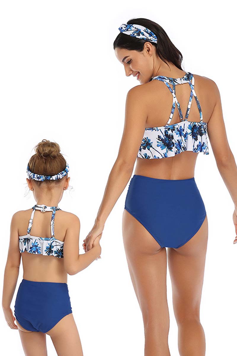 Hollow Floral Print Parent-child Two Pieces Swimsuit