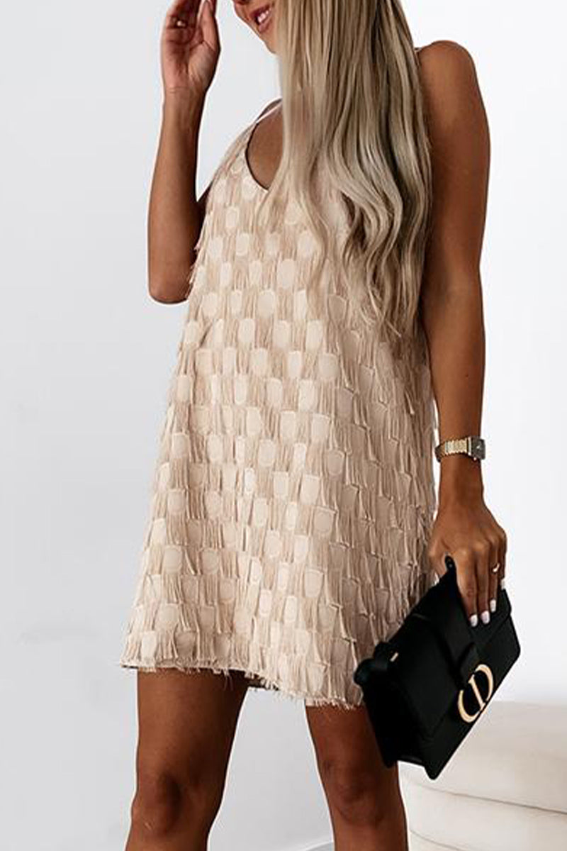 Spaghetti Strap Tassel Mini Dress