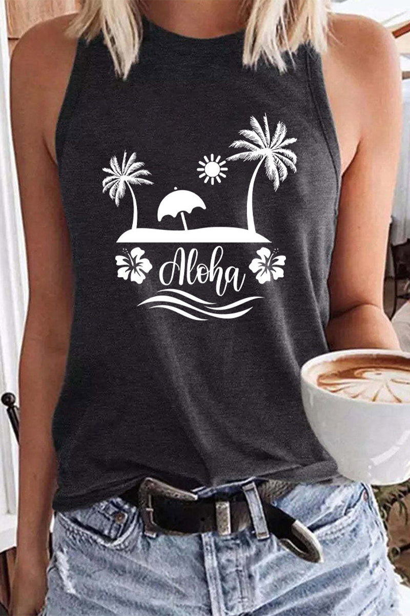 Coconut Print Casual Tank Top