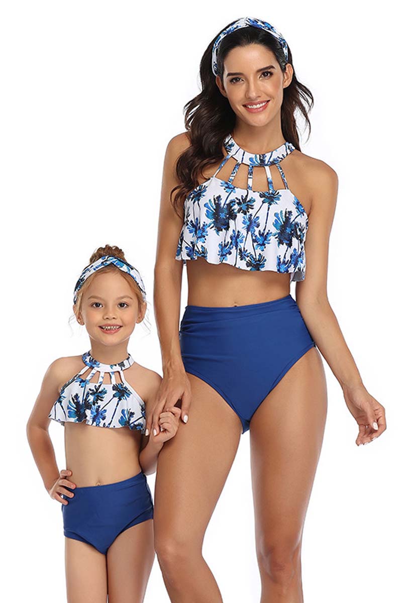 Hollow Floral Print Parent-child Two Pieces Swimsuit