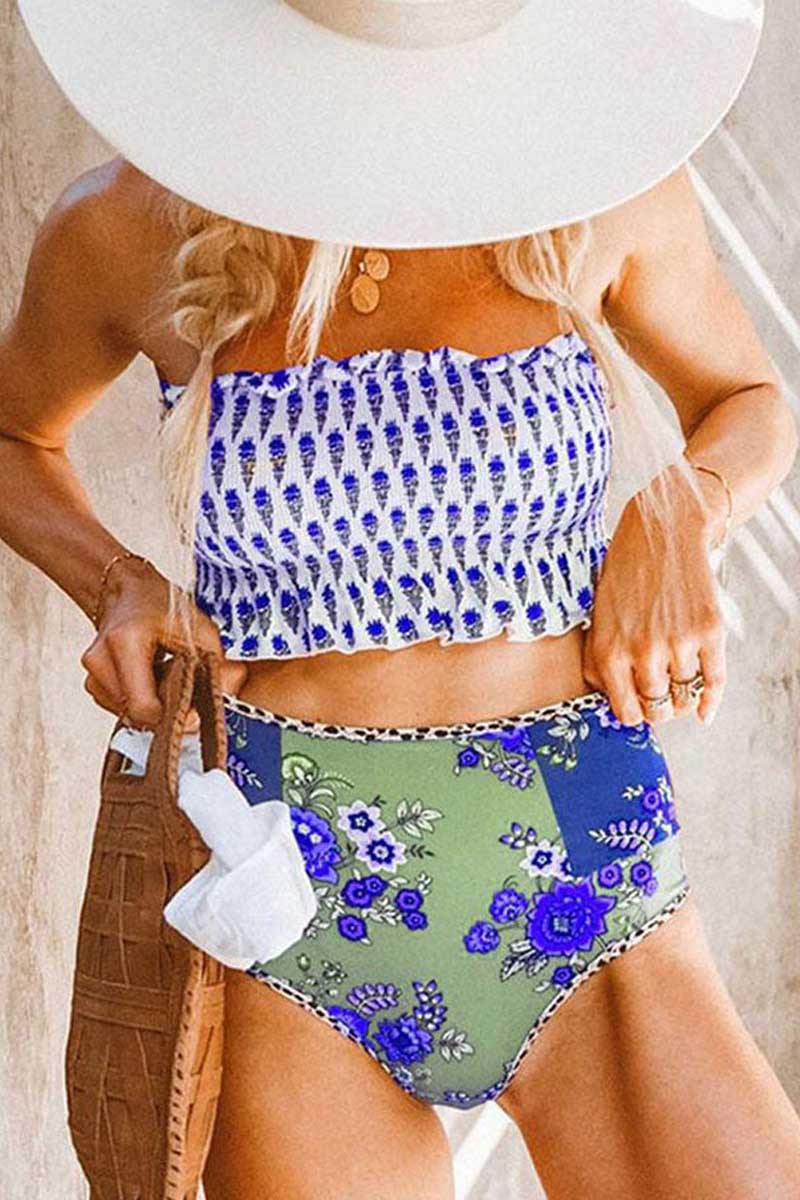 Floral Sleeveless Bikini Two Piece Swimsuit