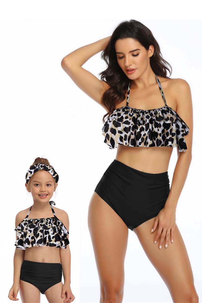 Ruffle Floral Print Parent-child Two Pieces Swimsuit