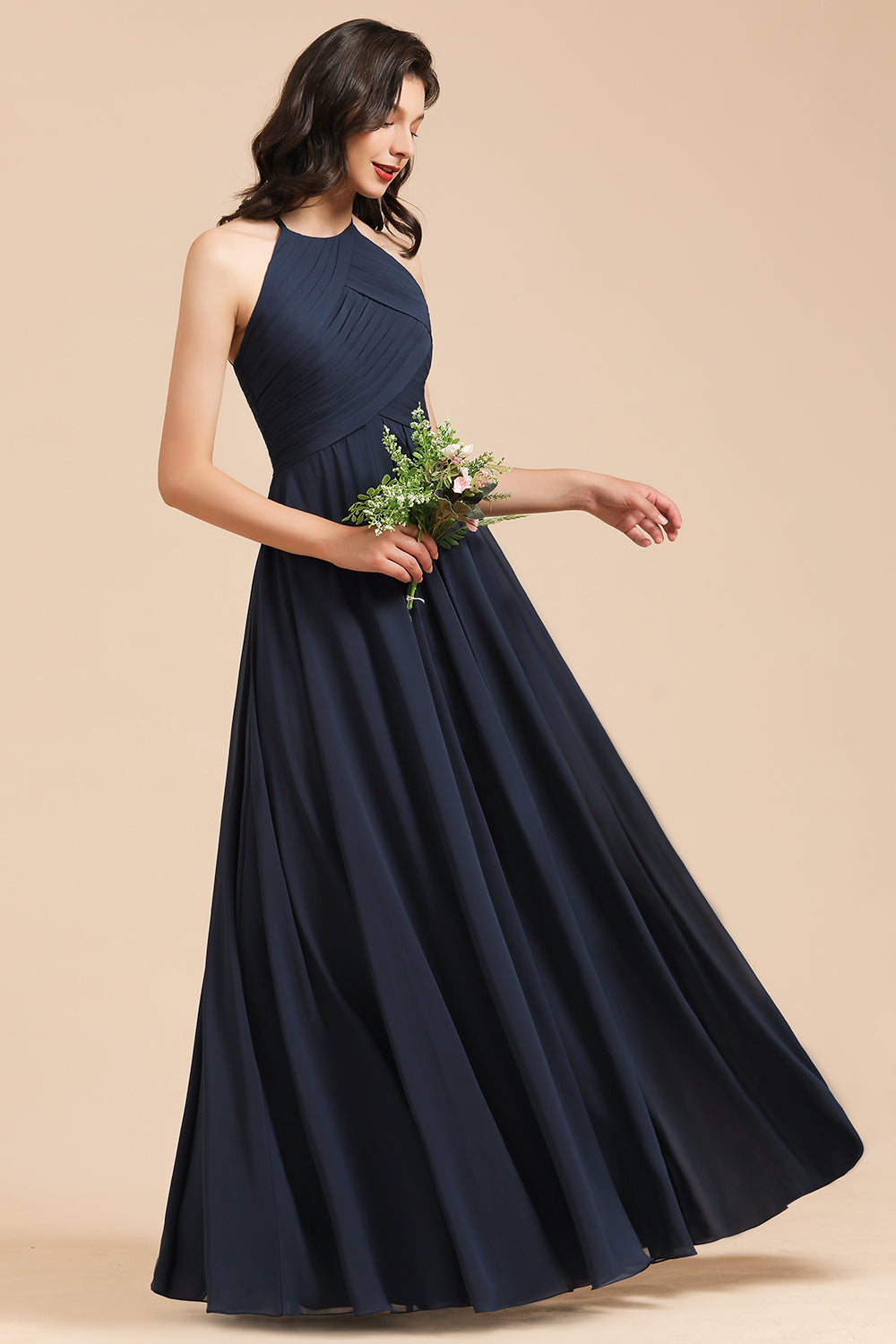 Elegant A-line Sleeveless V-Neck Ruffle Chiffon Lace Bridesmaid dresses