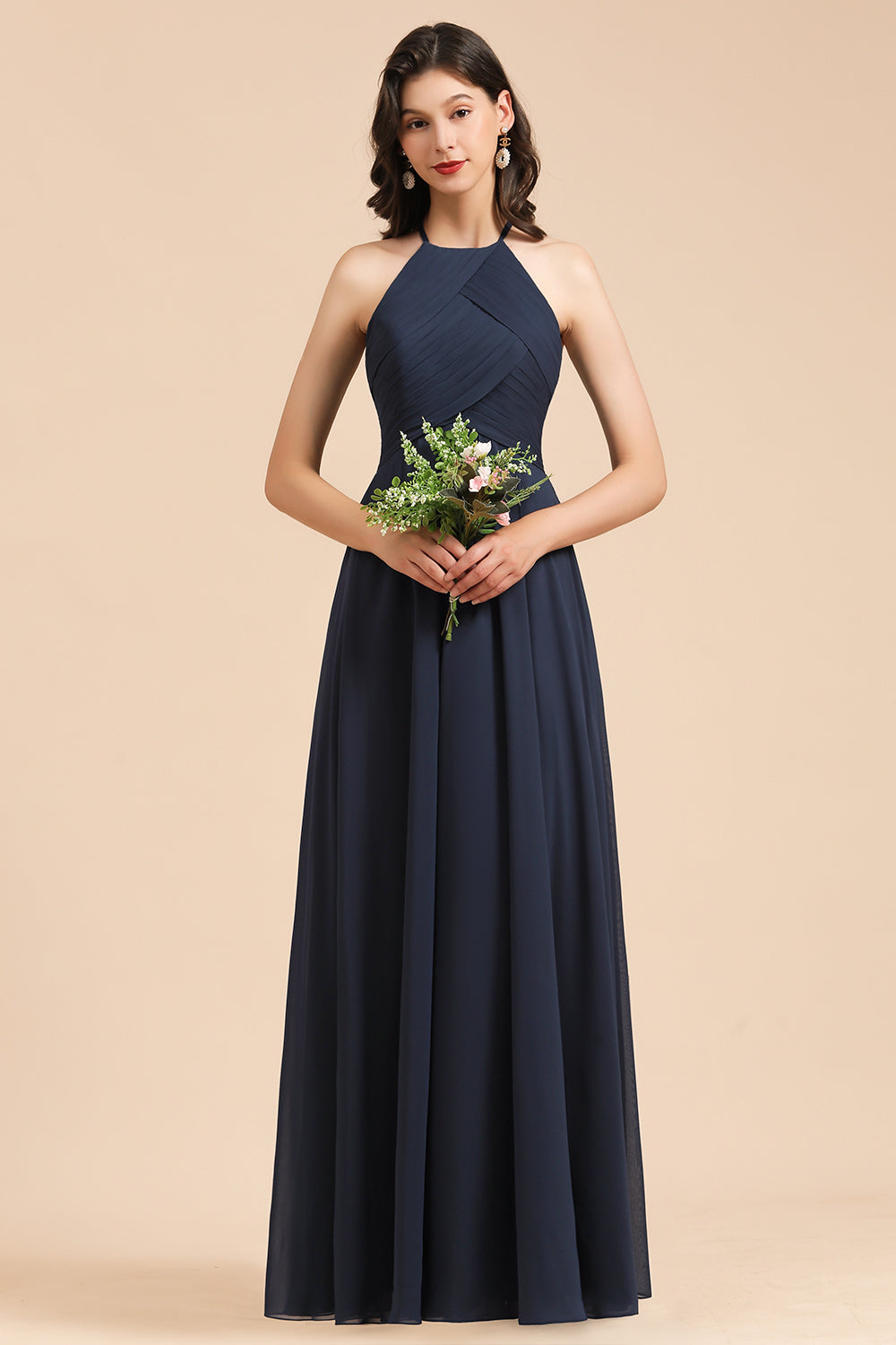 Elegant A-line Sleeveless V-Neck Ruffle Chiffon Lace Bridesmaid dresses