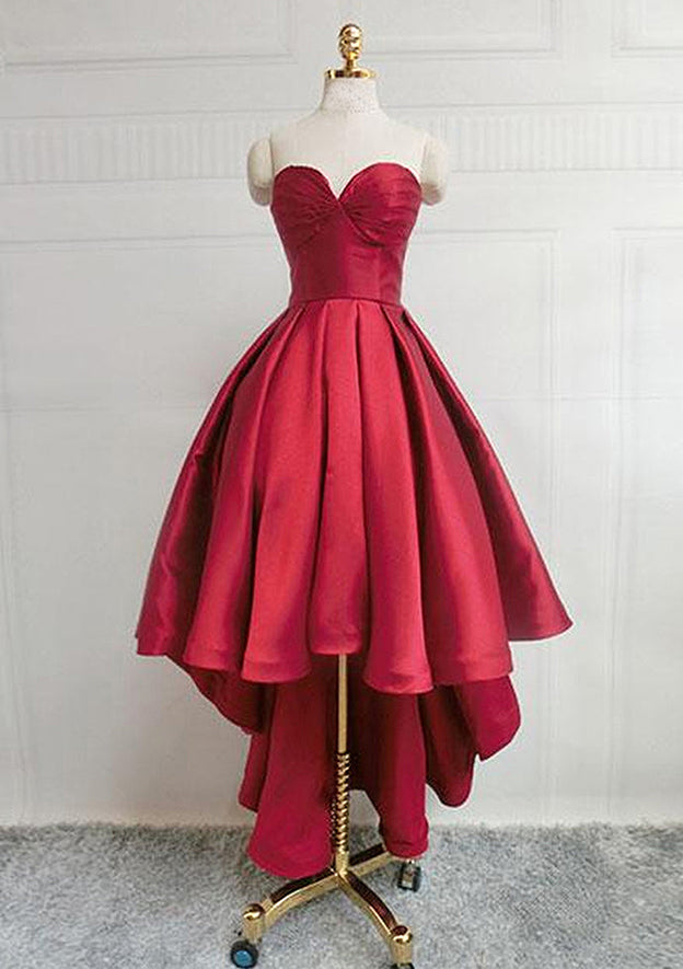 Elegant A-line Sweetheart Sleeveless Satin Asymmetrical Homecoming Dress