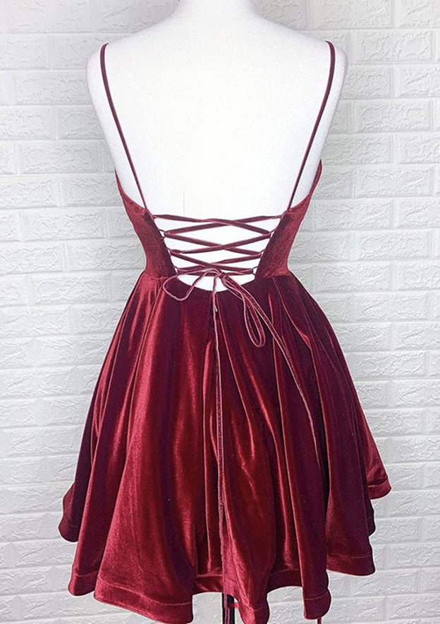 Elegant A-line V Neck Sleeveless Charmeuse Homecoming Dress