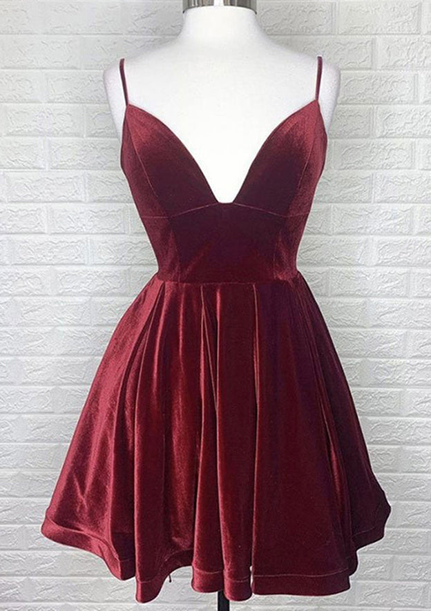 Elegant A-line V Neck Sleeveless Charmeuse Homecoming Dress