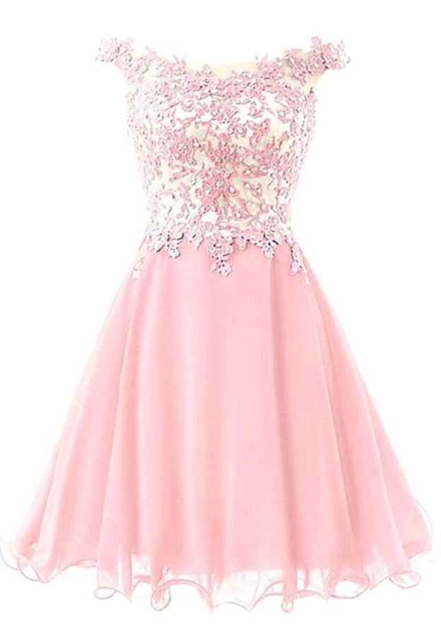 Elegant A-line/Princess Off-The-Shoulder Short Tulle Cocktail Dress with Appliqued Beaded Detail