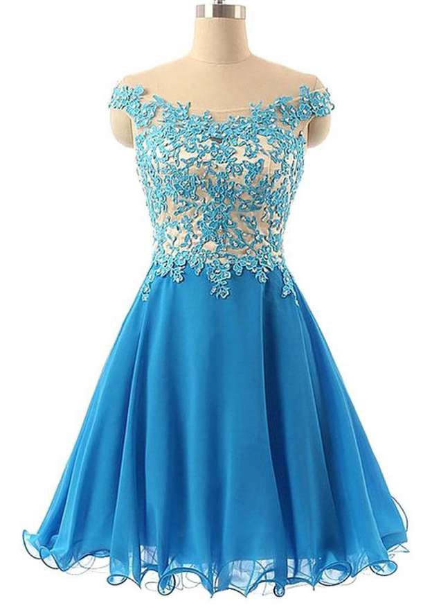 Elegant A-line/Princess Off-The-Shoulder Short Tulle Cocktail Dress with Appliqued Beaded Detail