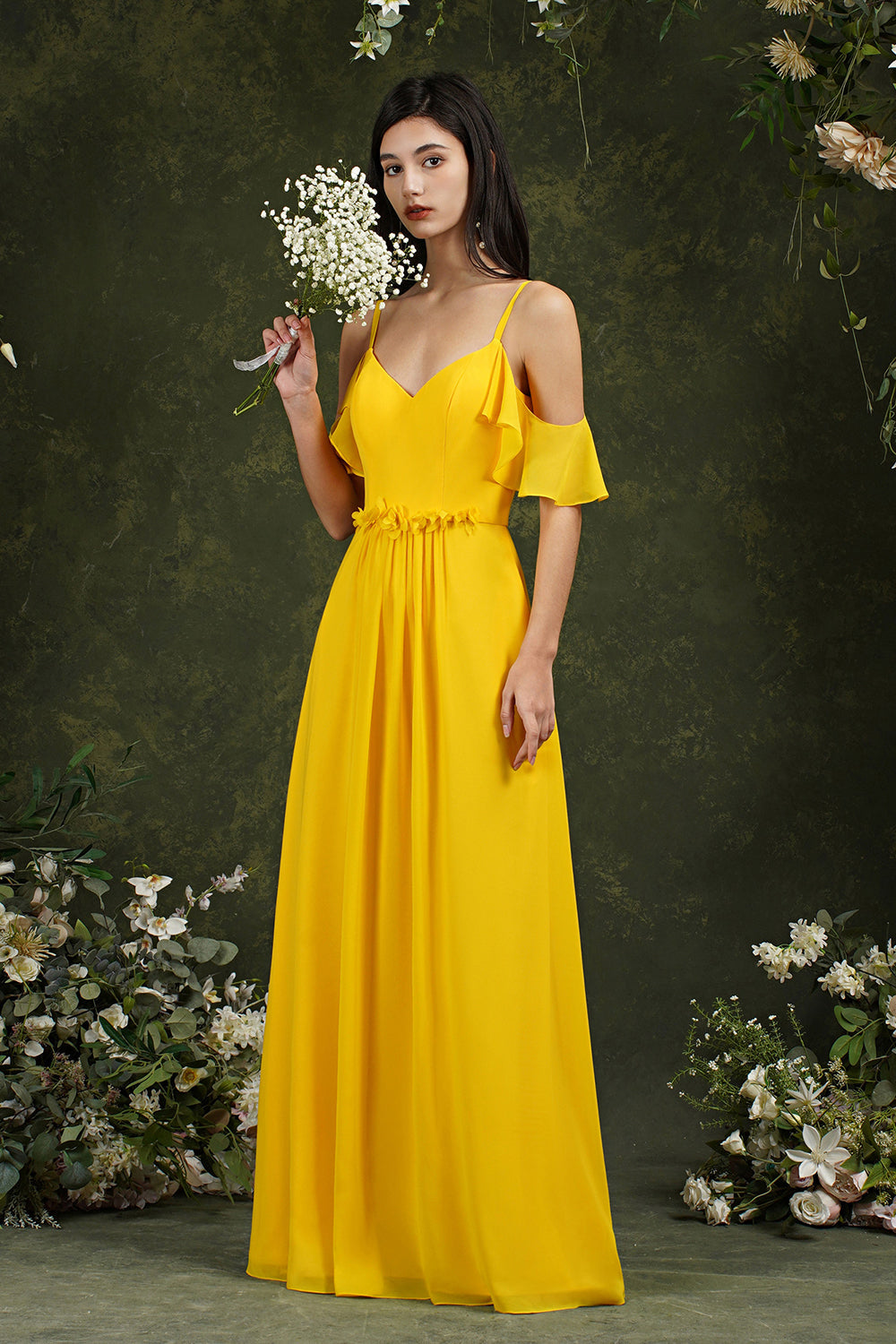 Elegant Chiffon Bridesmaid Dresses Ruffles With Pockets