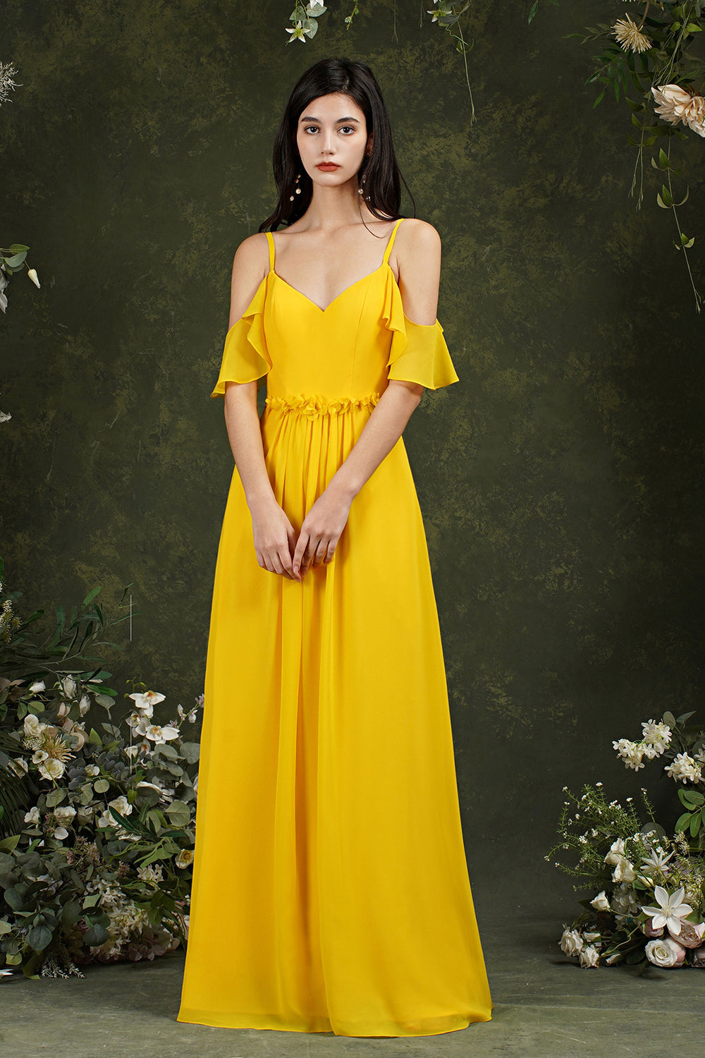 Elegant Chiffon Bridesmaid Dresses Ruffles With Pockets