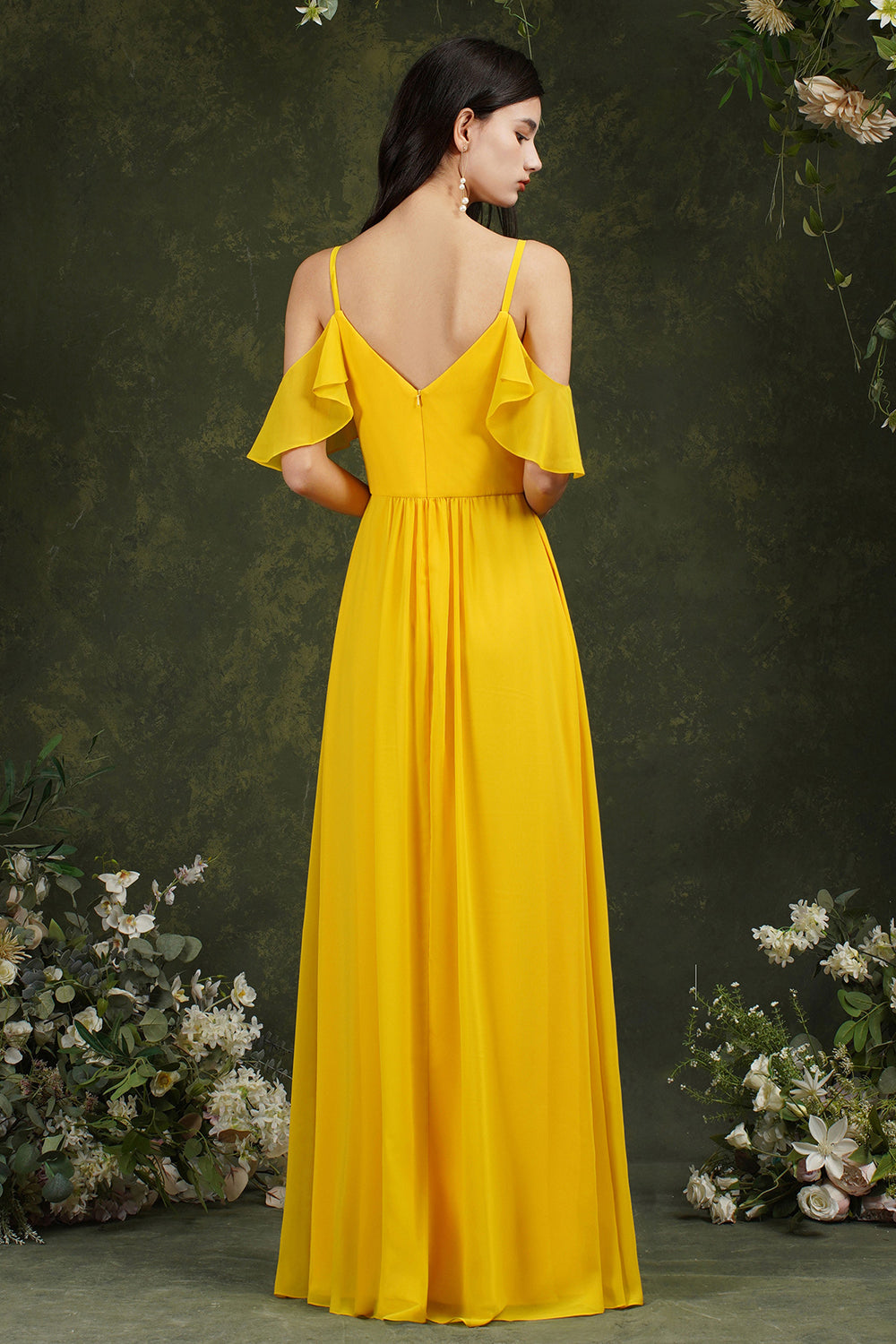 Elegant Chiffon Bridesmaid Dresses Ruffles With Pockets