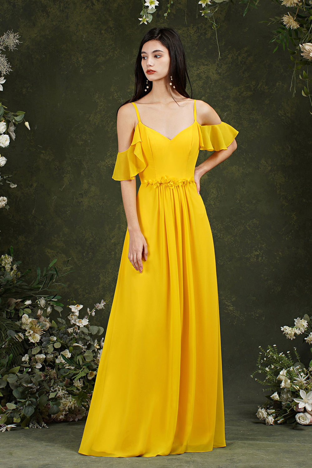 Elegant Chiffon Bridesmaid Dresses Ruffles With Pockets