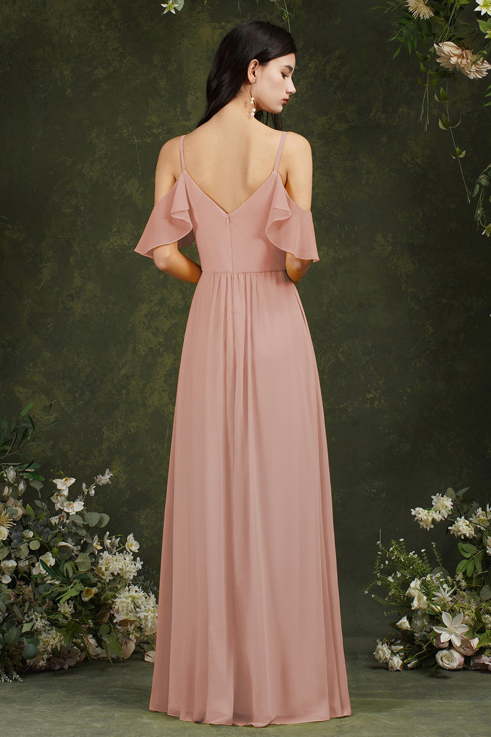 Elegant Chiffon Bridesmaid Dresses Ruffles With Pockets