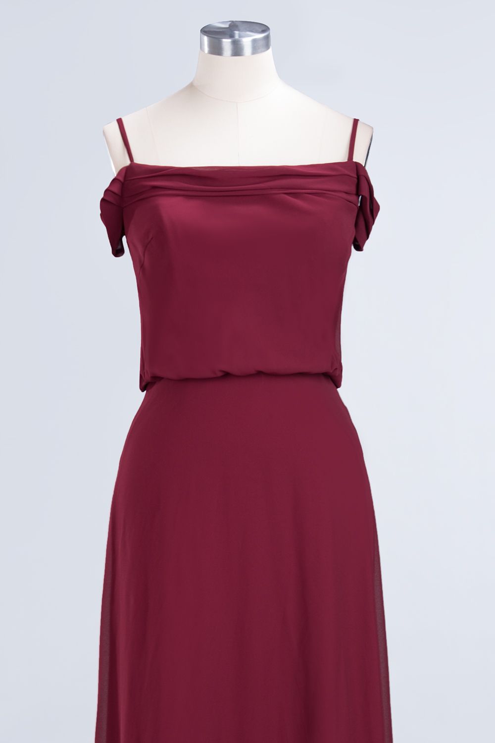 Elegant Off-the-Shoulder Burgundy Bridesmaid Dresses Spaghetti-Straps Affordable Maid of Honor Dress