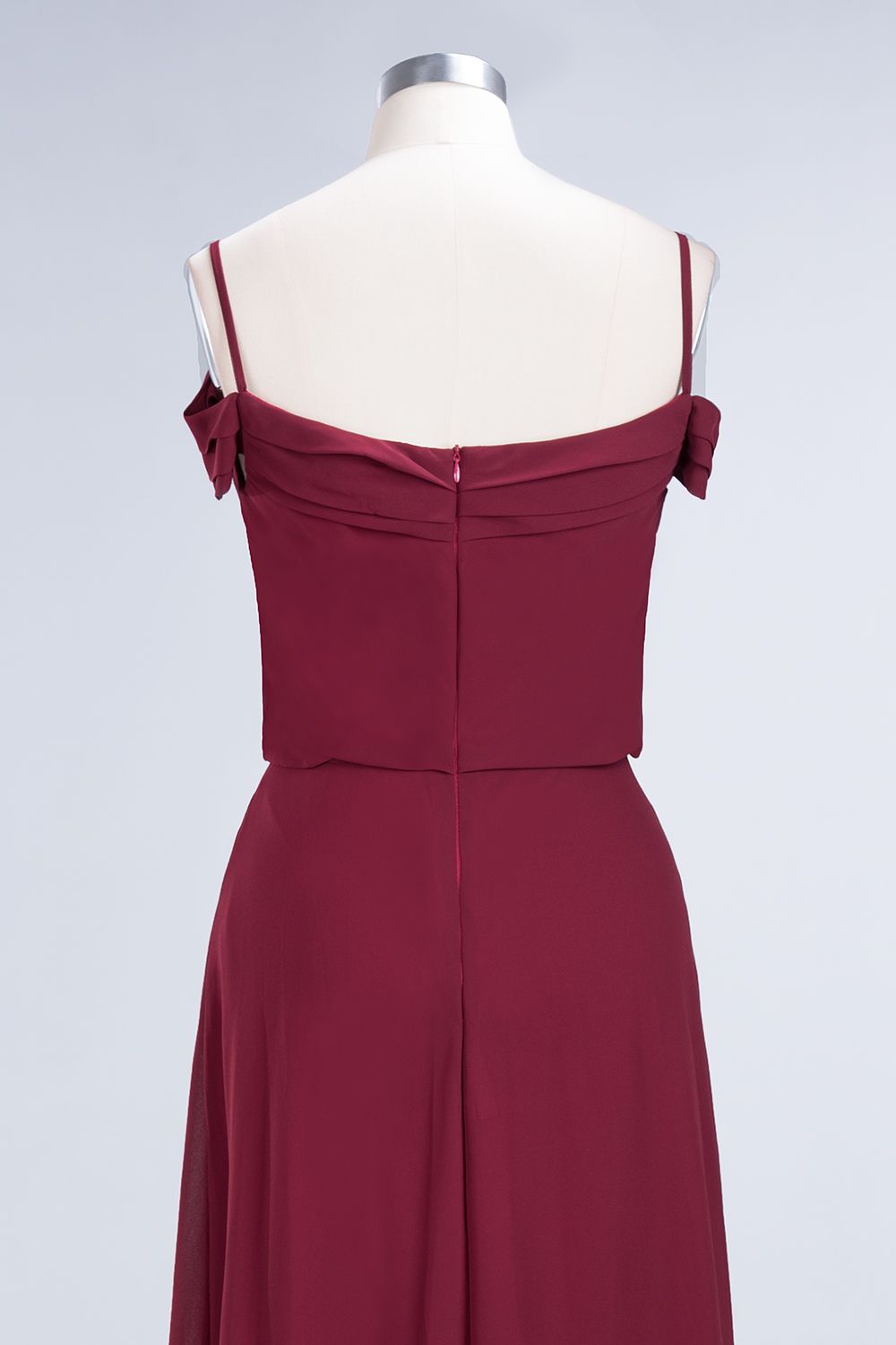 Elegant Off-the-Shoulder Burgundy Bridesmaid Dresses Spaghetti-Straps Affordable Maid of Honor Dress