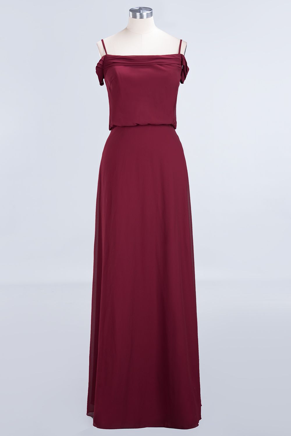 Elegant Off-the-Shoulder Burgundy Bridesmaid Dresses Spaghetti-Straps Affordable Maid of Honor Dress