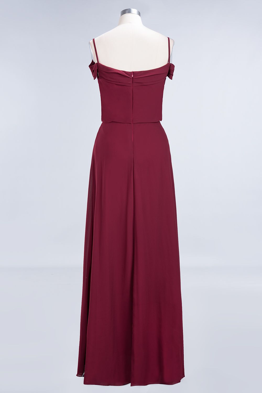 Elegant Off-the-Shoulder Burgundy Bridesmaid Dresses Spaghetti-Straps Affordable Maid of Honor Dress