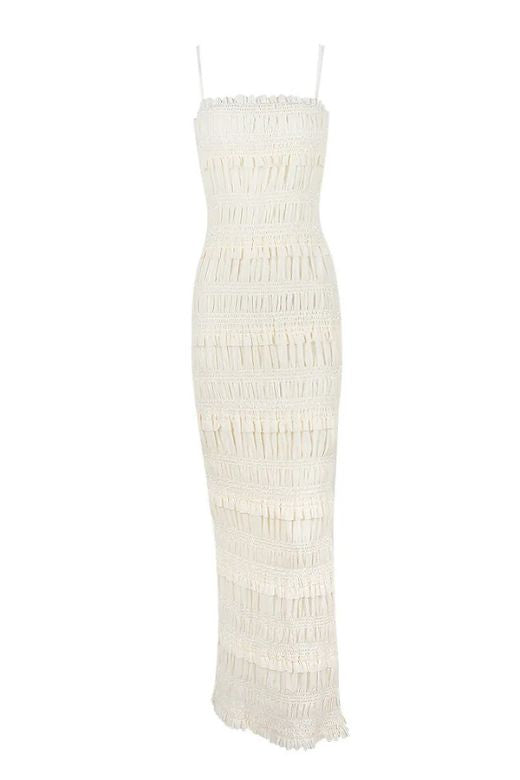 Elyssa Bodycon Wrap Maxi Dress - Ivory - Fashionpara