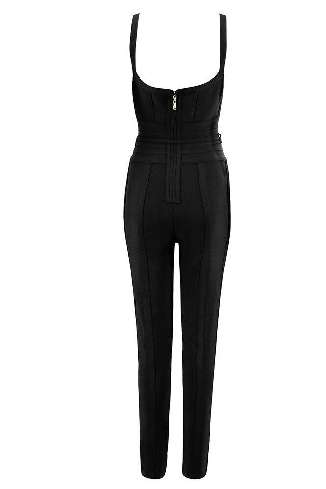 Eve Bandage Pants Jumpsuit - Classic Black - Fashionpara