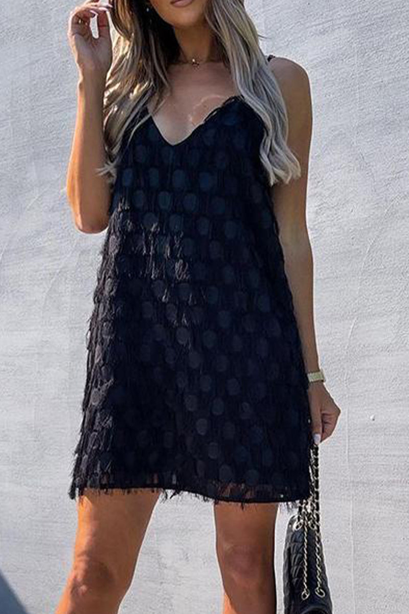 Spaghetti Strap Tassel Mini Dress