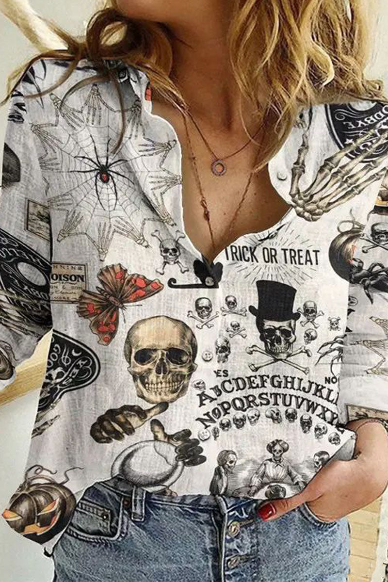 Halloween Graphic Print Long Sleeve Shirt