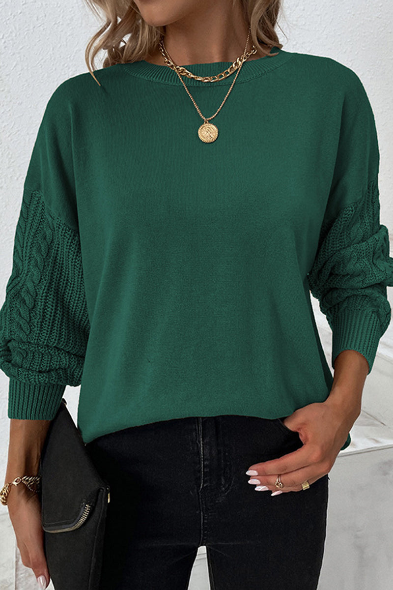 Round Neck Twist Balloon Sleeve Sweater