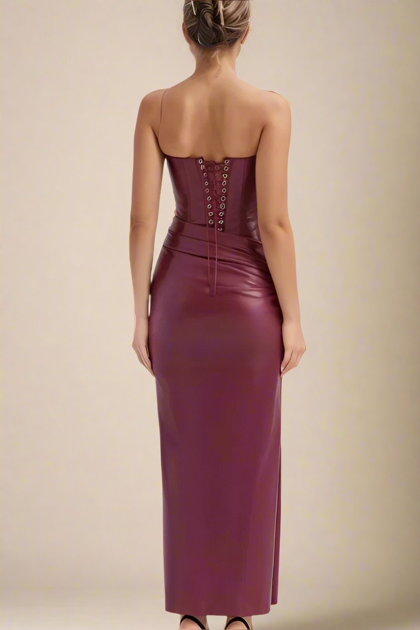 Faith Bodycon Midi Dress - Red Wine - Fashionpara