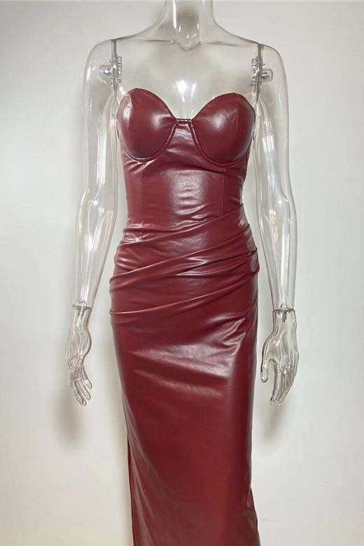 Faith Bodycon Midi Dress - Red Wine - Fashionpara