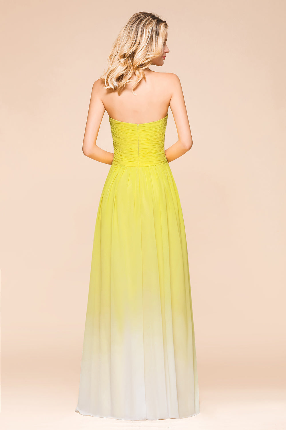 Fashionable Sweetheart Ruffle Yellow Ombre Bridesmaid Dresses - Fashionpara