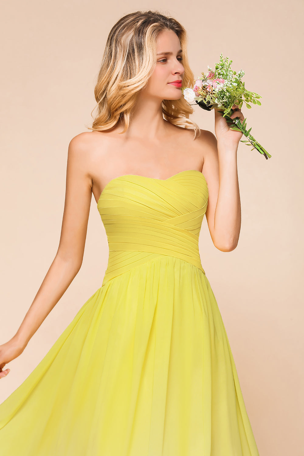 Fashionable Sweetheart Ruffle Yellow Ombre Bridesmaid Dresses