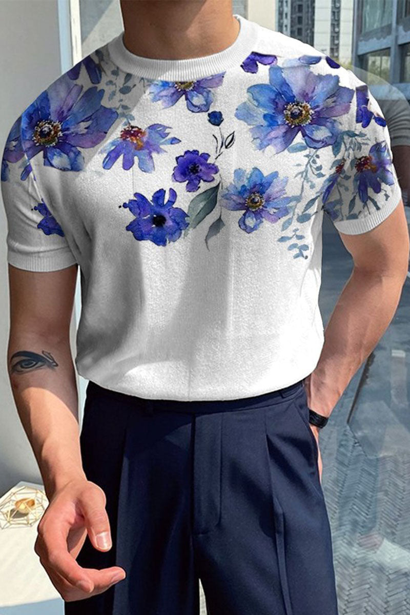 Men's Round Neck Printed Short Sleeve T-Shirt